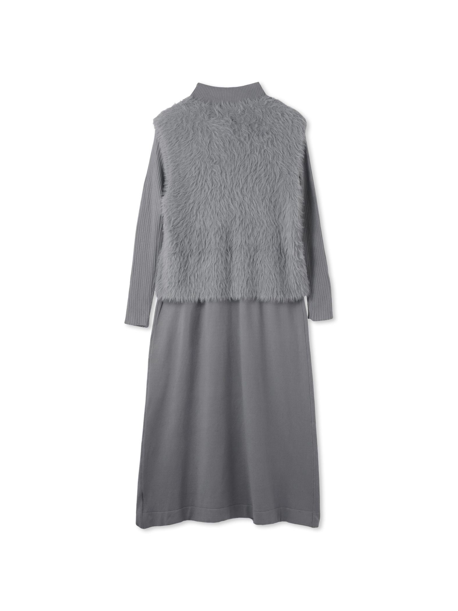 シャギーニットベストアンサンブルワンピース≪手洗い可能≫