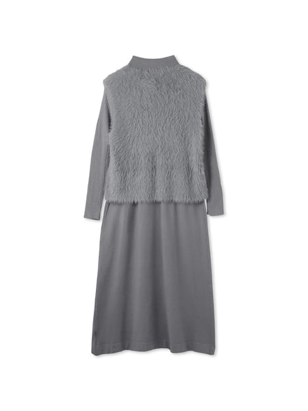 シャギーニットベストアンサンブルワンピース≪手洗い可能≫