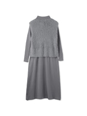 シャギーニットベストアンサンブルワンピース≪手洗い可能≫