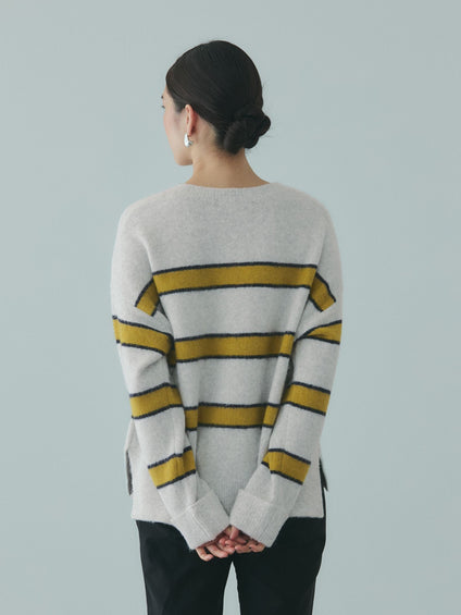 ウール混マルチボーダーニット≪洗濯機で洗える≫