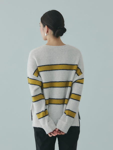 ウール混マルチボーダーニット≪洗濯機で洗える≫