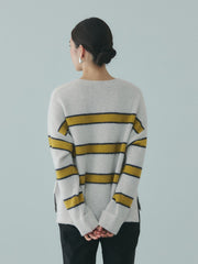 ウール混マルチボーダーニット≪洗濯機で洗える≫