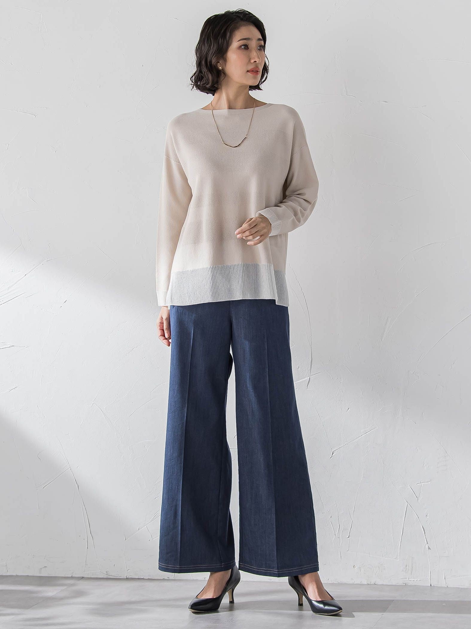 【大きいサイズ】セルロースデニムワイドパンツ