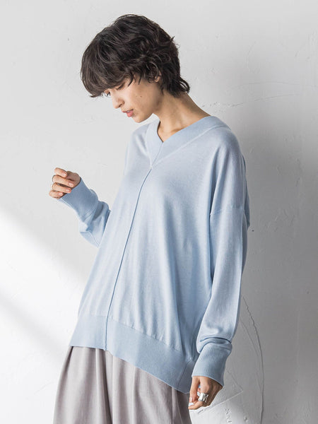 【新色追加】Vネックコクーンニットプルオーバー≪手洗い可能≫