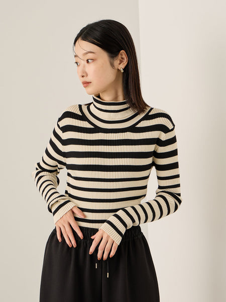 調温バックボタンハイネックニット≪手洗い可能≫