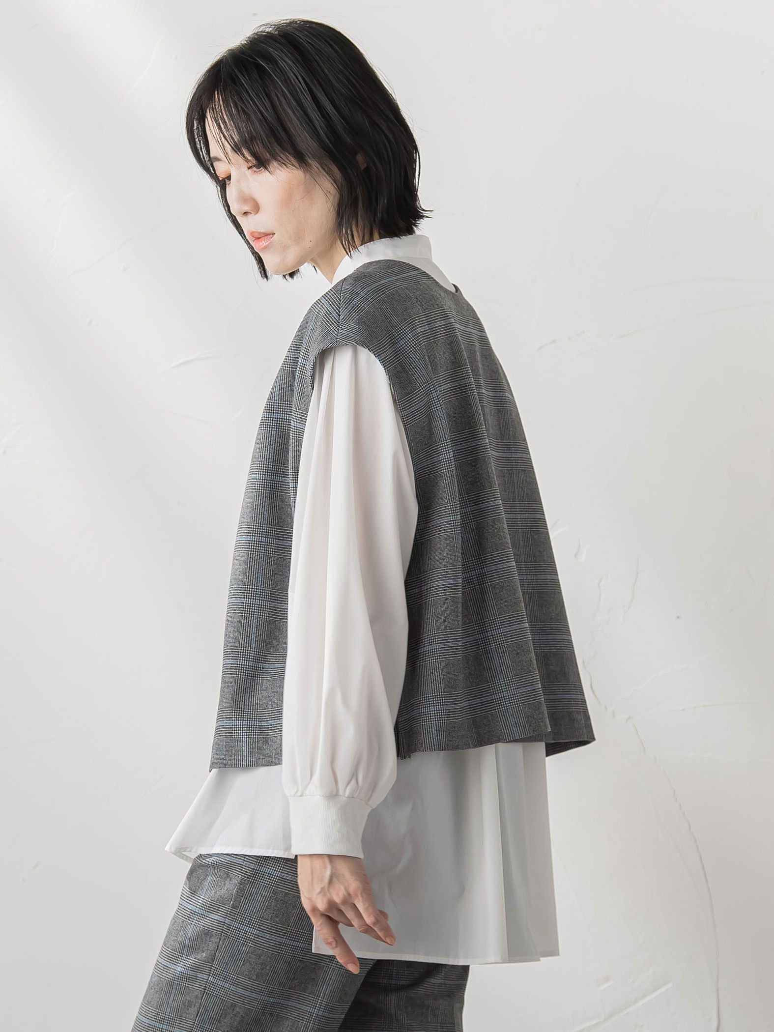 【大きいサイズ】【biyori/極】”こなれ袖がポイント”バンドカラーシャツ