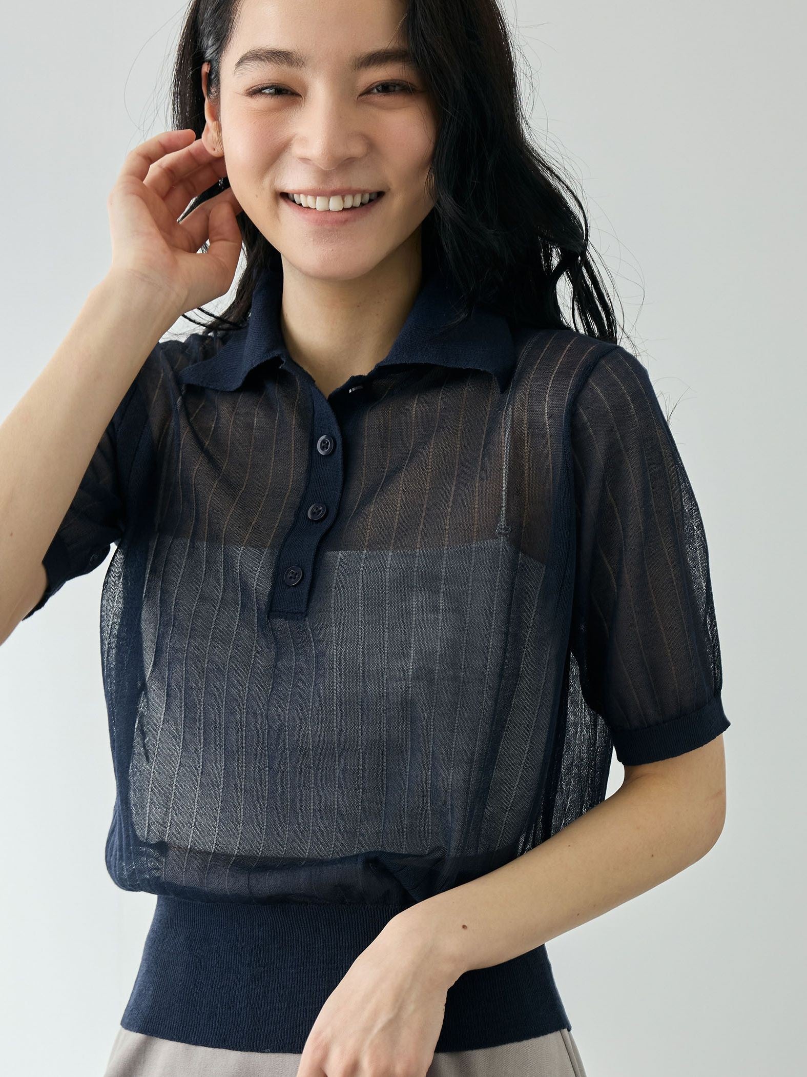 ヴィスコースポロニットプルオーバー