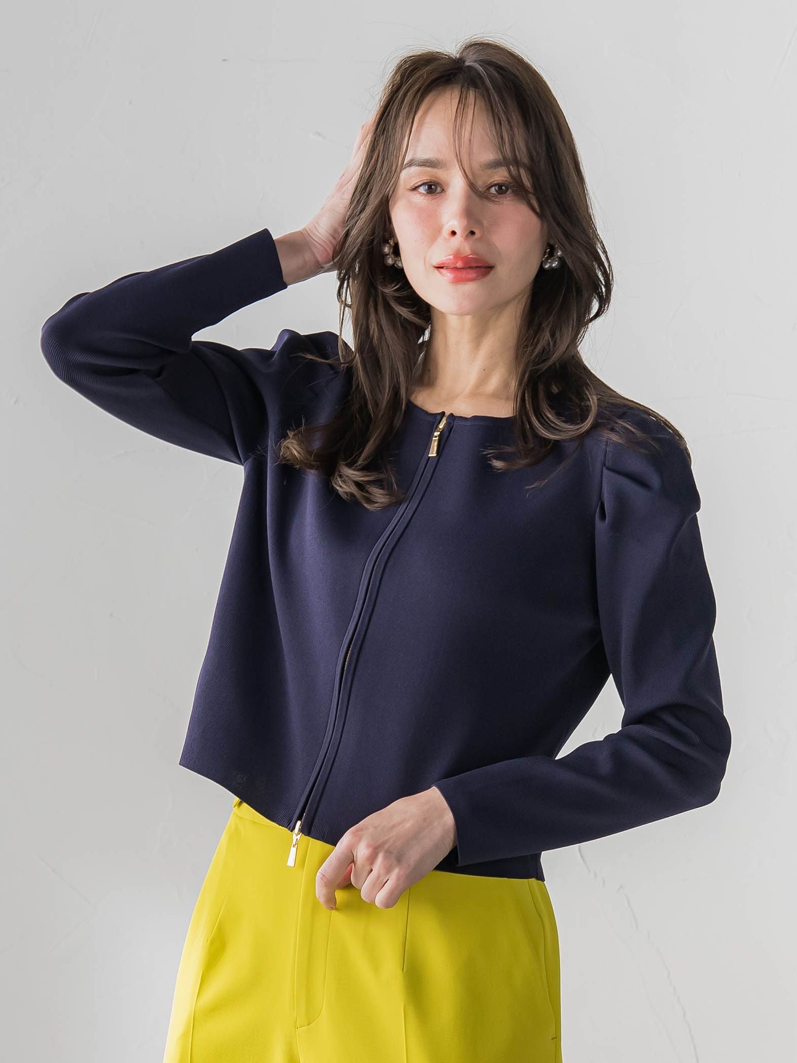 パフスリーブダブルジップブルゾン