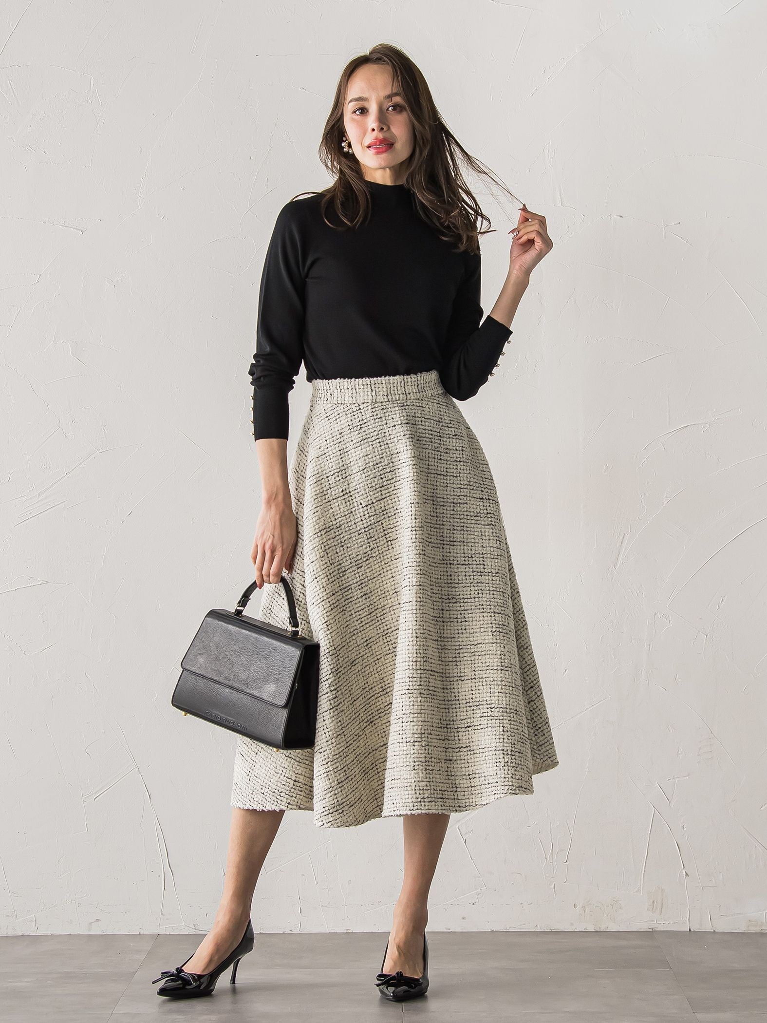 モノトーンツイードスカート