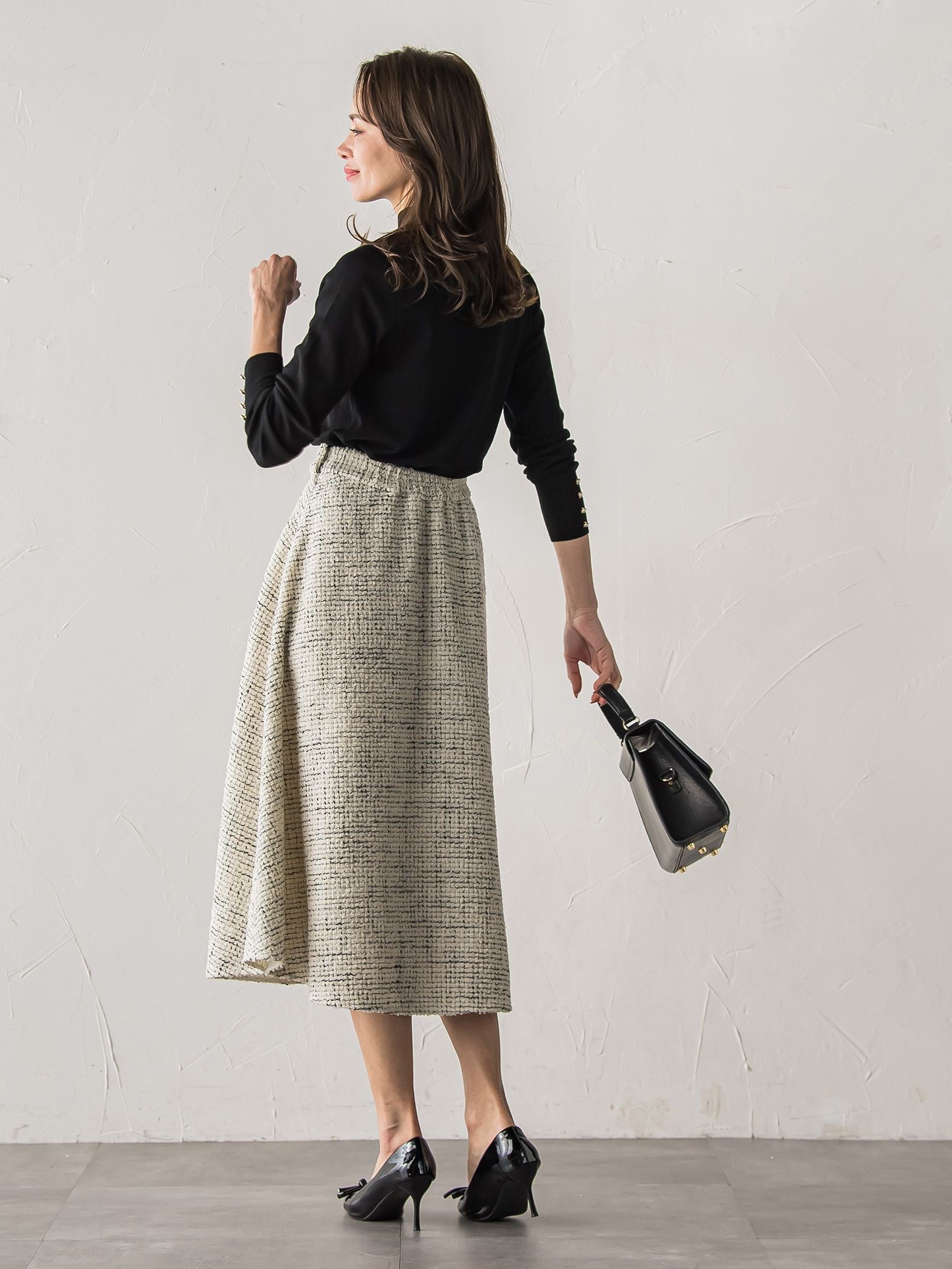 モノトーンツイードスカート