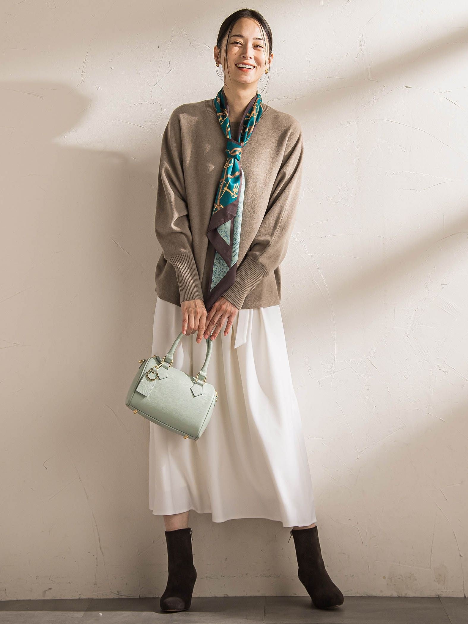 ウールブレンドストレッチフレアスカート≪セットアップ対応/手洗い可能≫