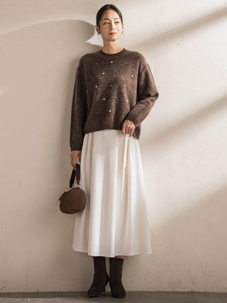 ウールブレンドストレッチフレアスカート≪セットアップ対応/手洗い可能≫