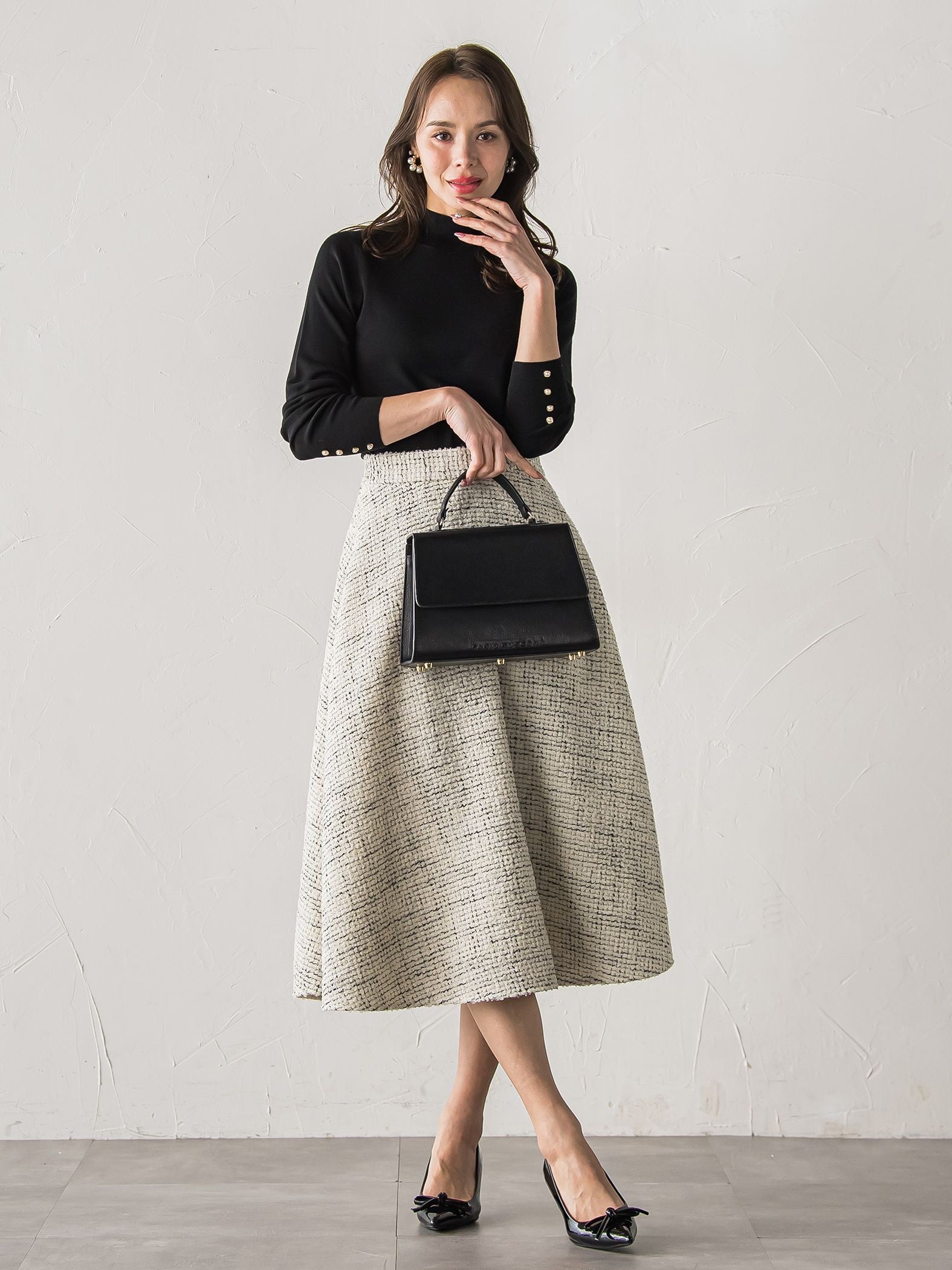 モノトーンツイードスカート