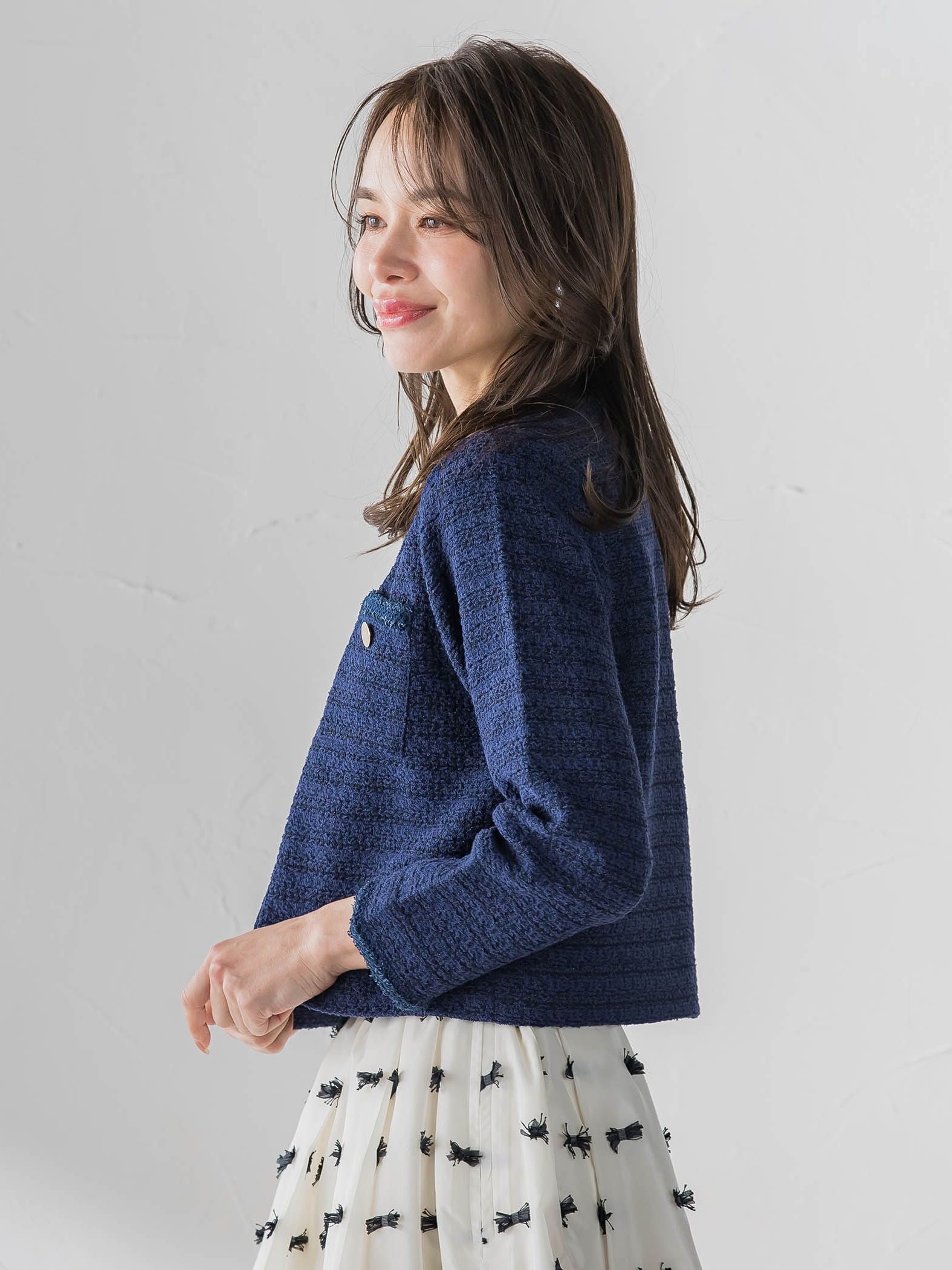 ツイードニットカーディガン