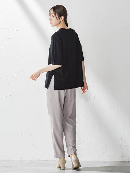 Tシャツ風ニットプルオーバー≪手洗い可能≫