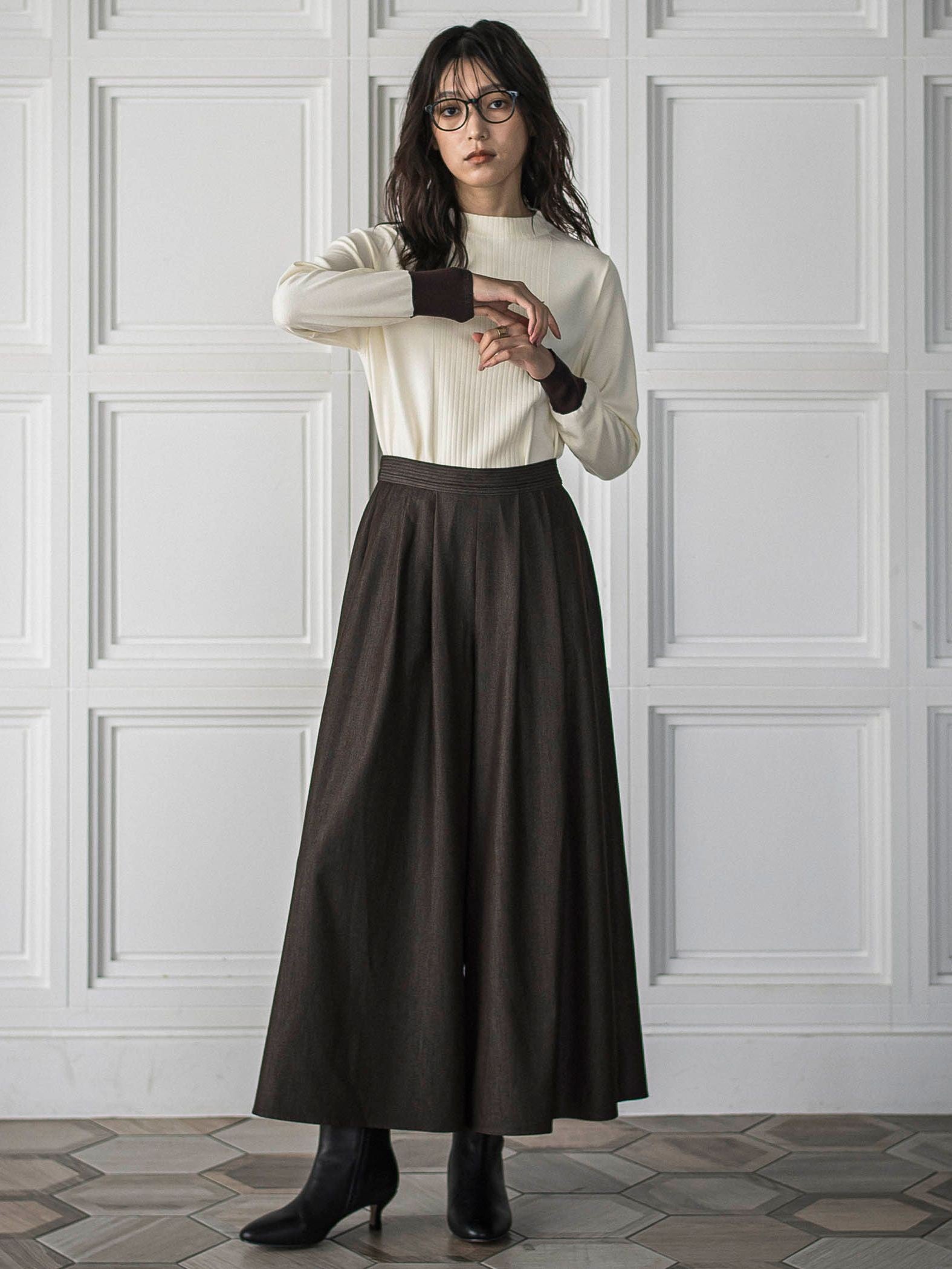 【新色追加】フレアヘムキュロットパンツ≪洗濯機で洗える≫