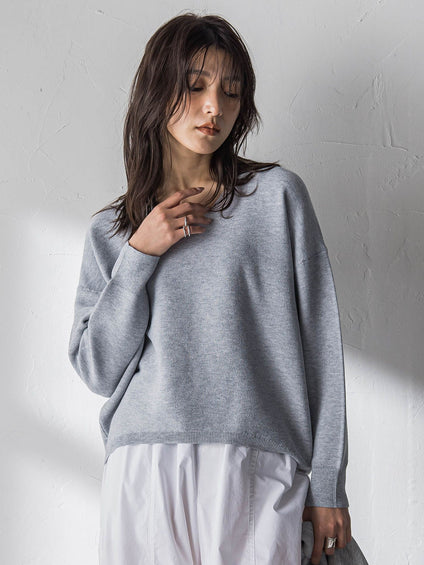 Vネックラメガーターニットプルオーバー≪手洗い可能≫