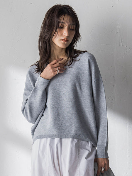 Vネックラメガーターニットプルオーバー≪手洗い可能≫