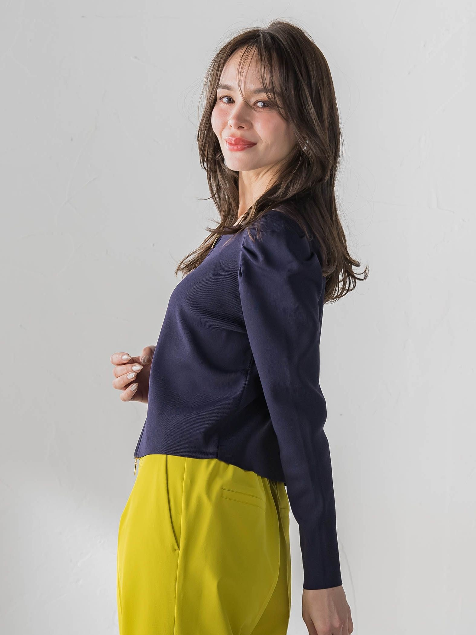 パフスリーブダブルジップブルゾン