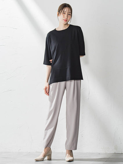 Tシャツ風ニットプルオーバー≪手洗い可能≫