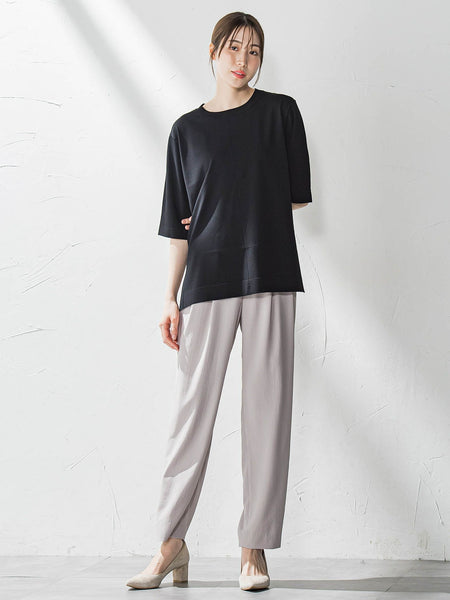 Tシャツ風ニットプルオーバー≪手洗い可能≫