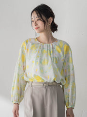 フラワープリントブラウス