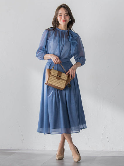 オーガンジーデニムスカート