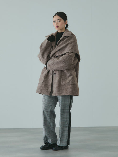 ショール付きスライバーニットコート