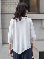 オーガンジーアシメヘムカットソー≪UVカット≫