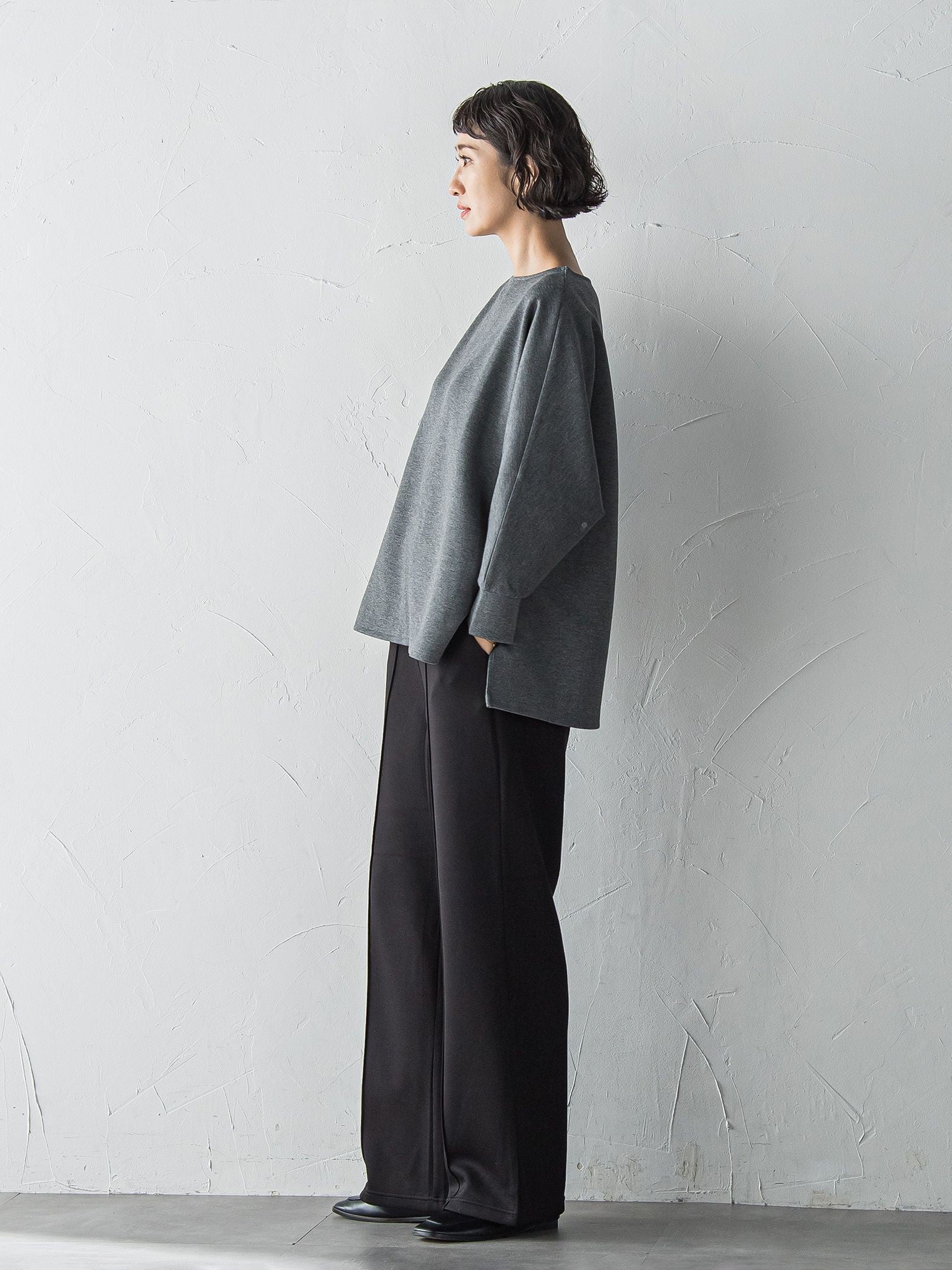 【WEB限定】”もっちり素材”ダンボールワイドパンツ≪手洗い可能≫