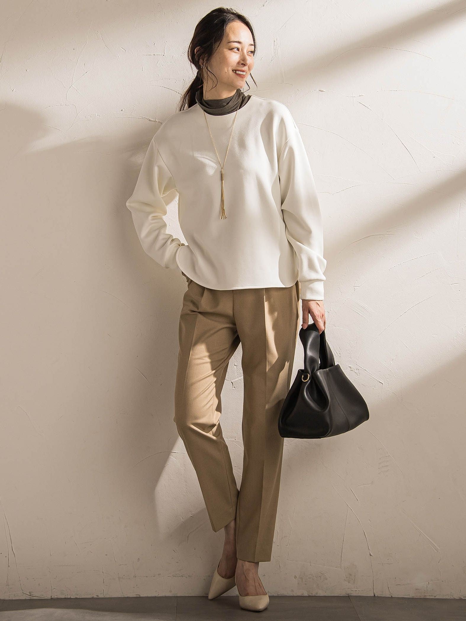 【WEB限定】《暖色美》裏起毛クルーネックトップス≪手洗い≫