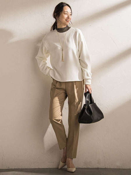 【WEB限定】《暖色美》裏起毛クルーネックトップス≪手洗い≫