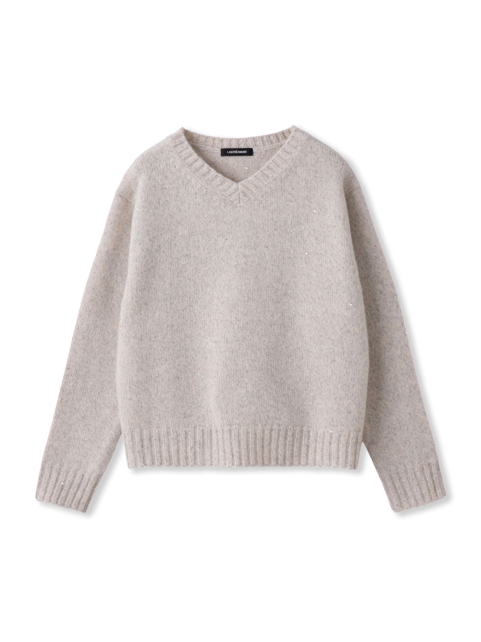 スパンコールラメVネックニット≪洗える≫