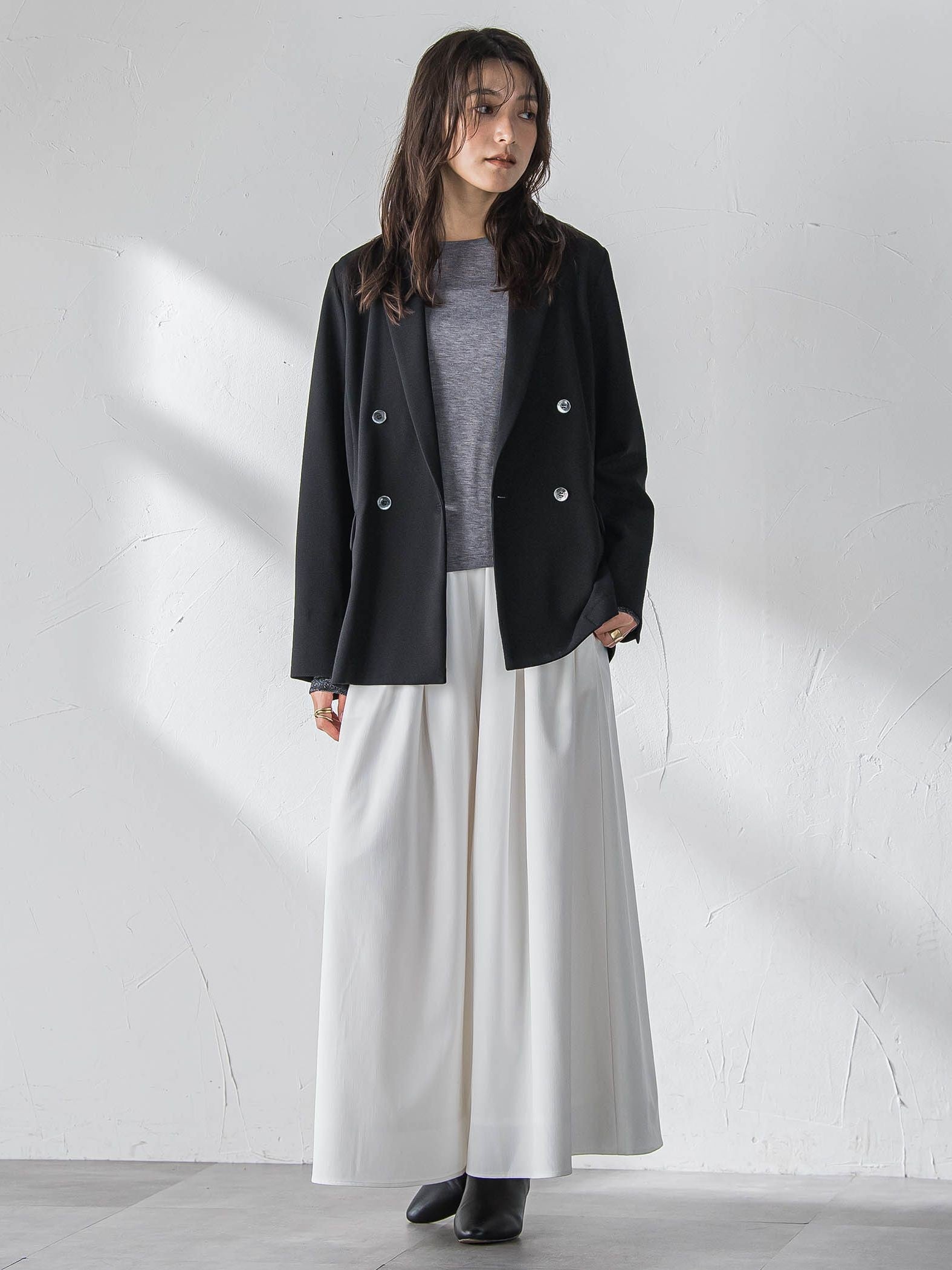 シャンブレーイージーキュロットパンツ≪手洗い可能≫