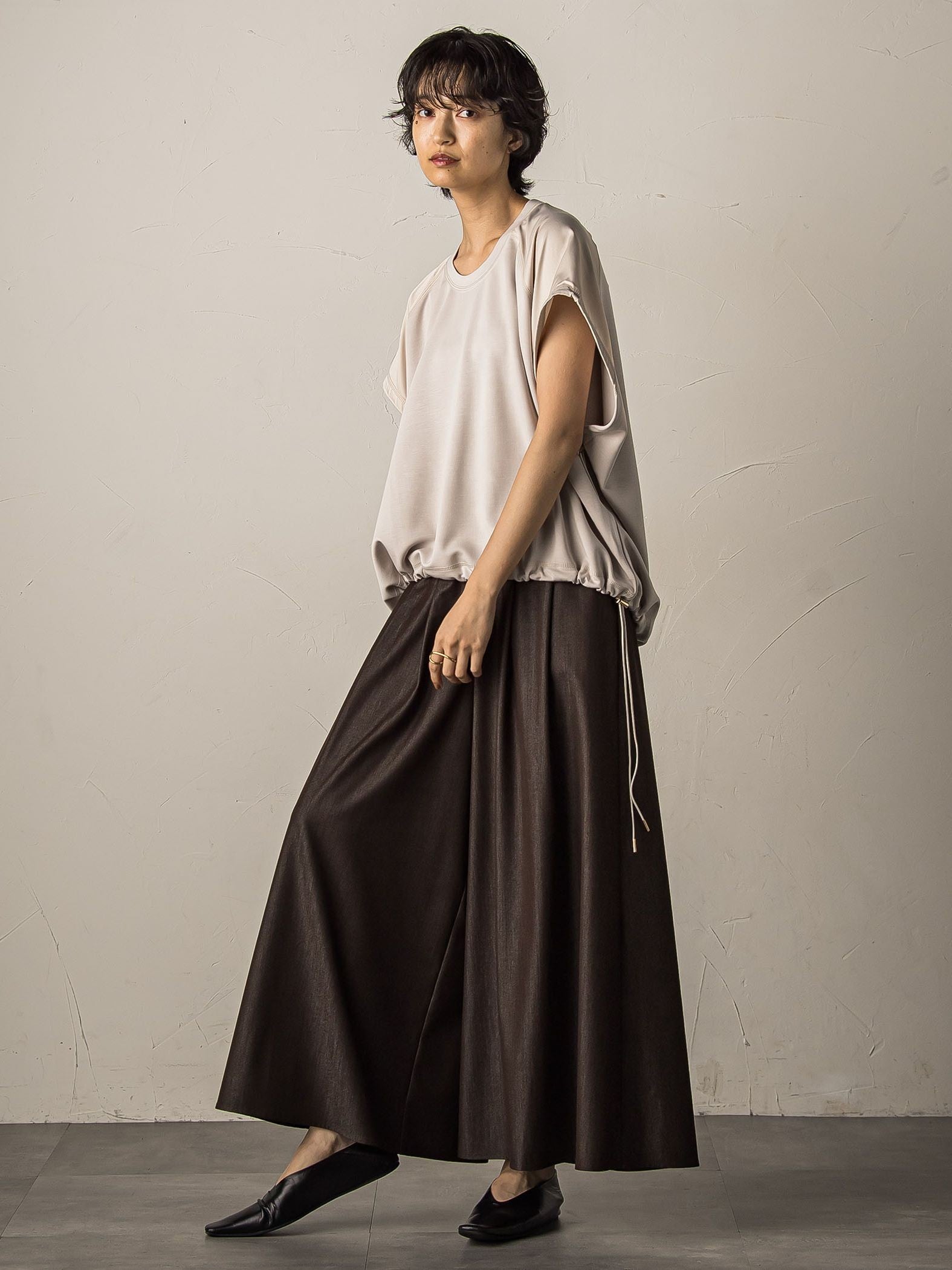 【新色追加】フレアヘムキュロットパンツ≪洗濯機で洗える≫