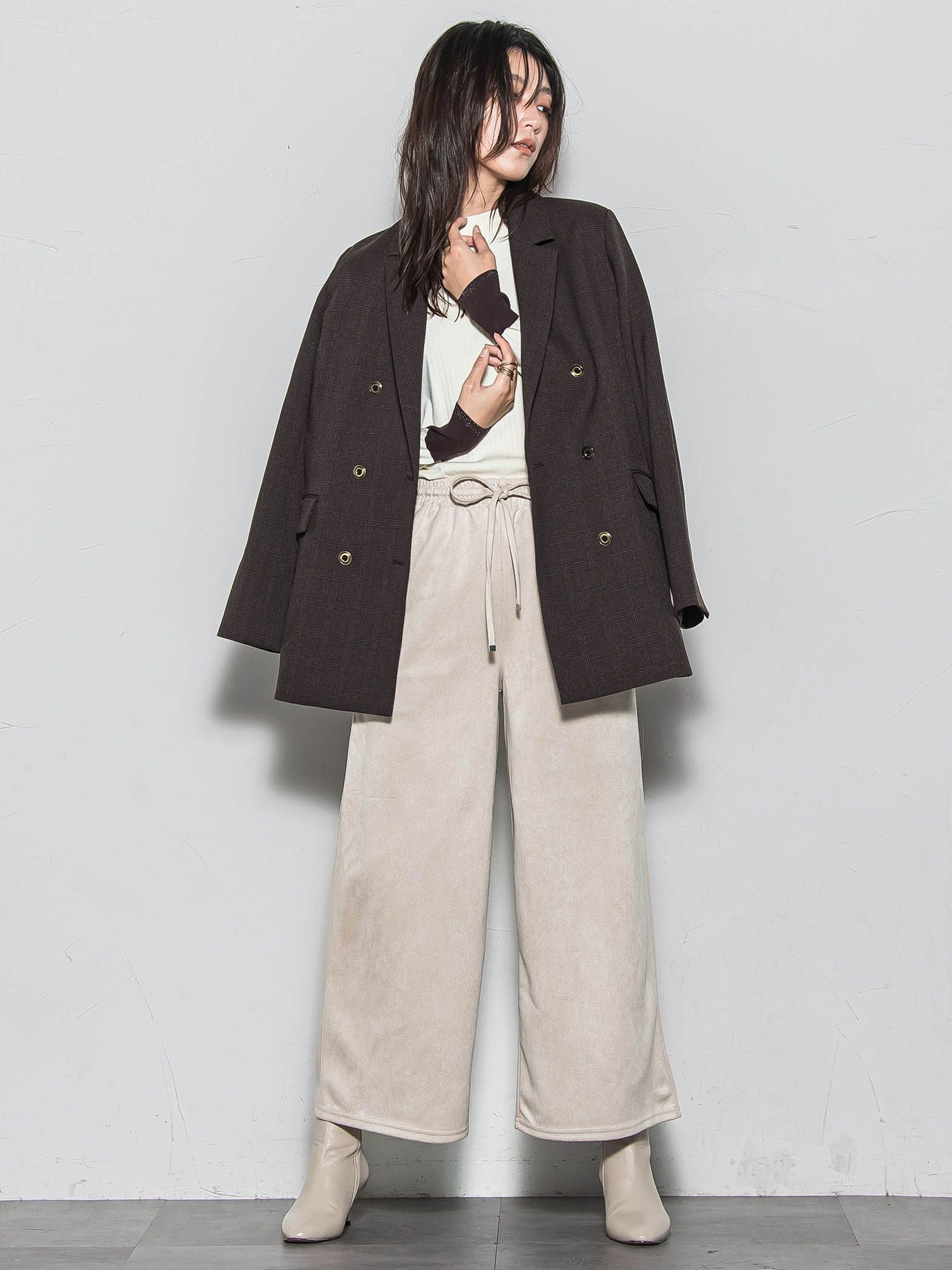 【新色追加】ボトルネック配色ニットプルオーバー≪手洗い可能≫