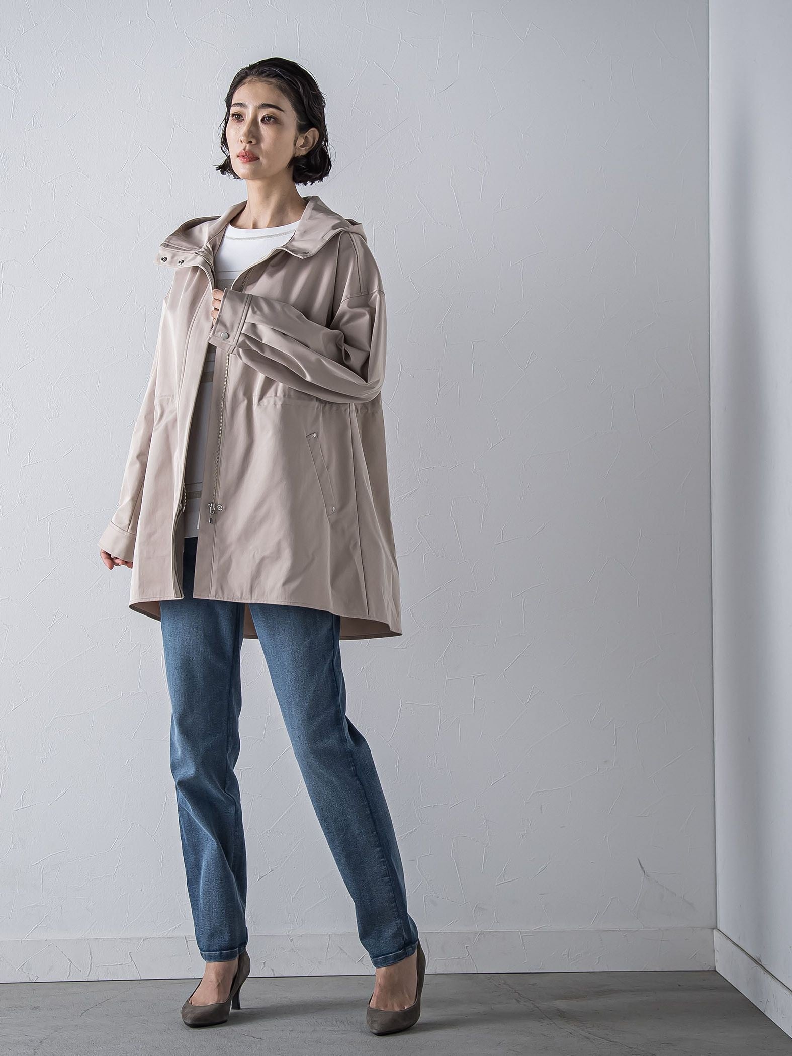 【大きいサイズ】”シルエットの変化が楽しめる”ストレッチマウンテンパーカー