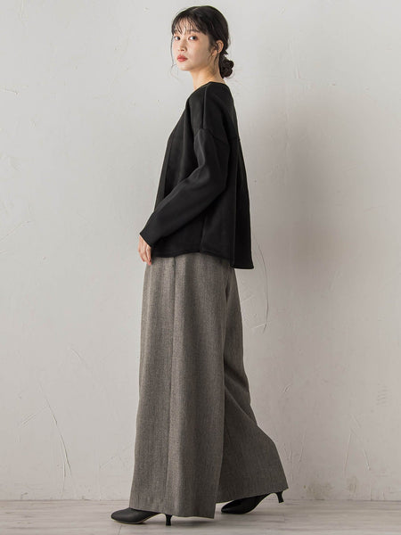 スエード×リブ変形切替えプルオーバー≪手洗い可能≫