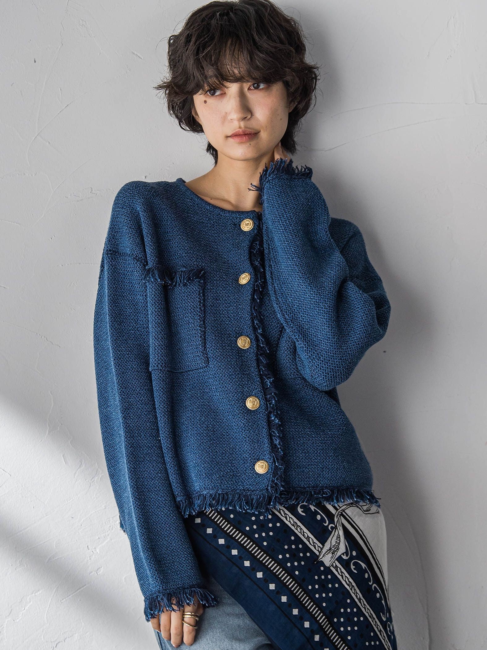 デニムライクニットジャケット