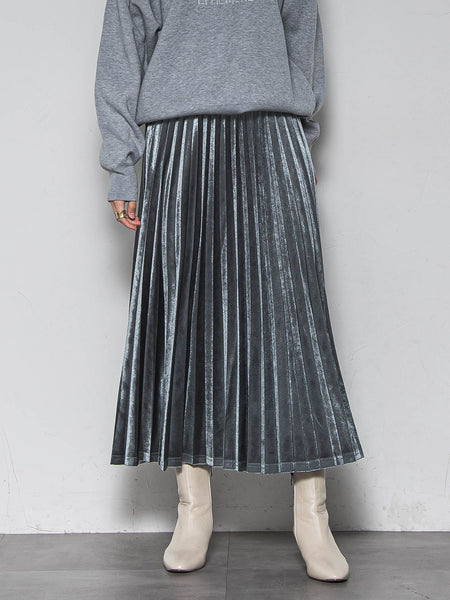 【WEB限定】ストレッチベロアプリーツスカート≪手洗い可能≫