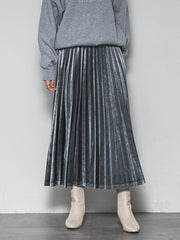 【WEB限定】ストレッチベロアプリーツスカート≪手洗い可能≫