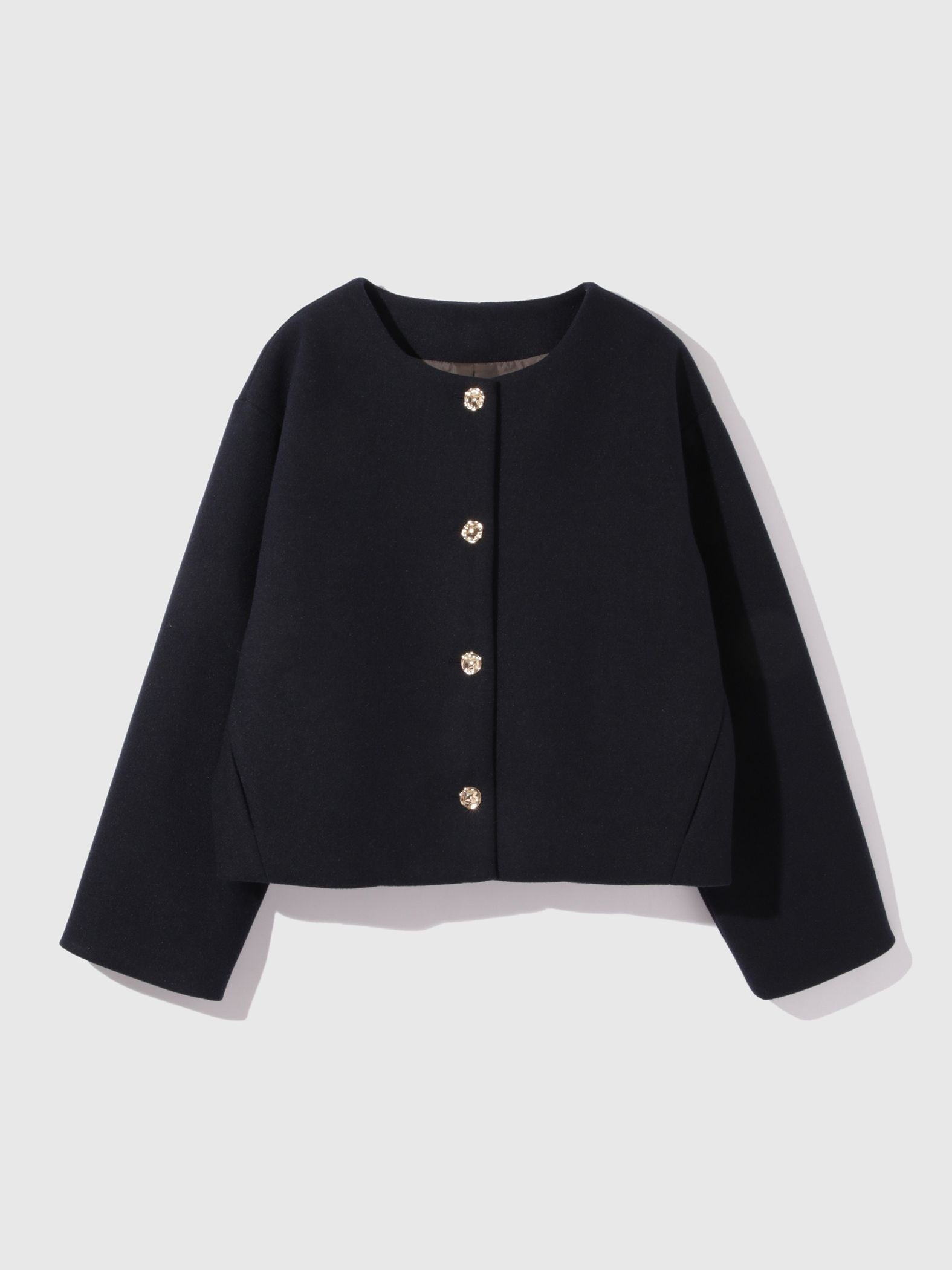 ウールチョウジャージーノーカラージャケット