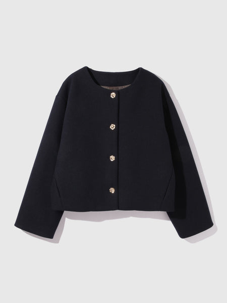 ウールチョウジャージーノーカラージャケット