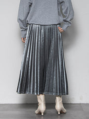 【WEB限定】ストレッチベロアプリーツスカート≪手洗い可能≫