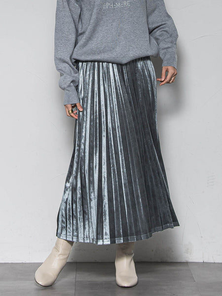 【WEB限定】ストレッチベロアプリーツスカート≪手洗い可能≫