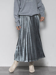 【WEB限定】ストレッチベロアプリーツスカート≪手洗い可能≫