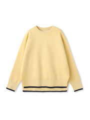 配色クルーネックニット≪洗える≫