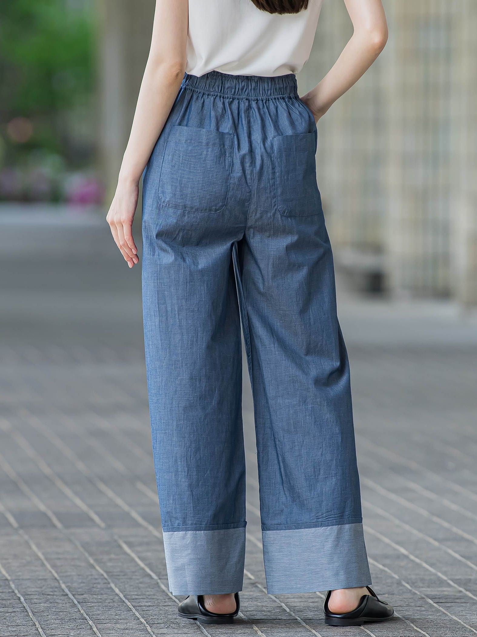 【biyori】ダンガリーワイドパンツ≪手洗い可能≫