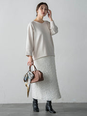 【WEB限定】《暖色美》裏起毛Vネックトップス≪手洗い≫