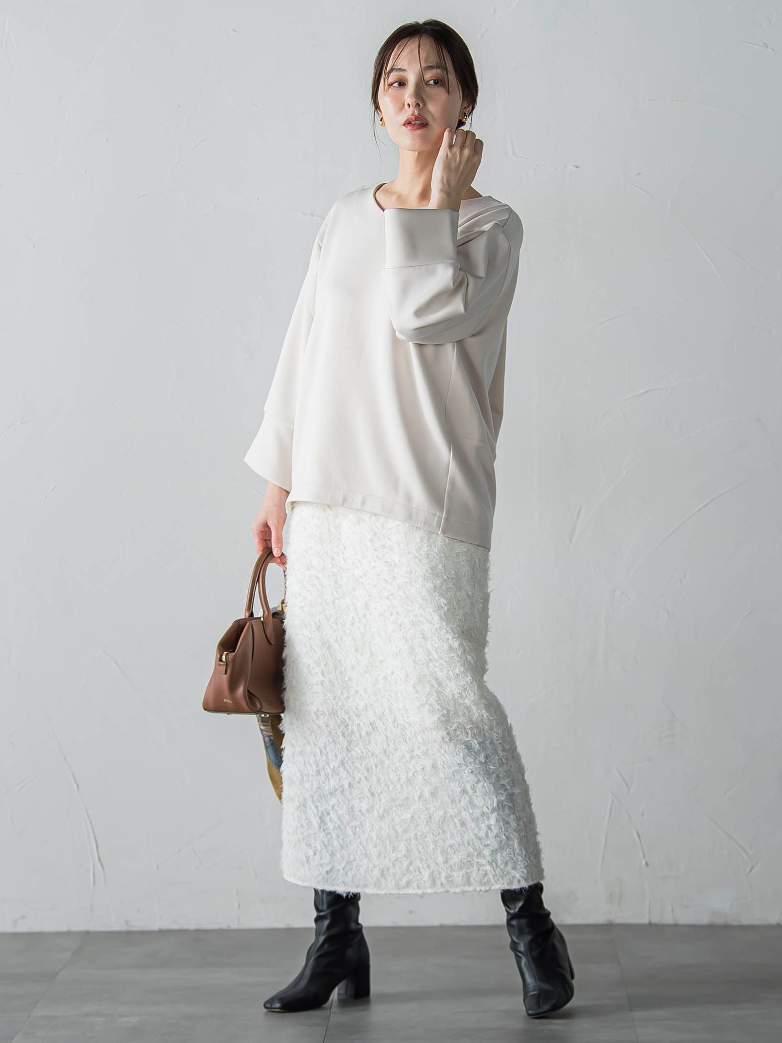 【WEB限定】《暖色美》裏起毛Vネックトップス≪手洗い≫